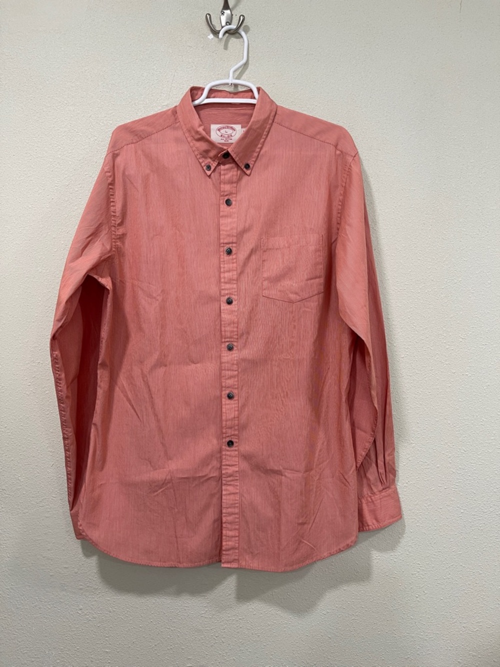 Brooks Brothers Coral Button-Down Shirt Large Cotton Slim Worn Once
